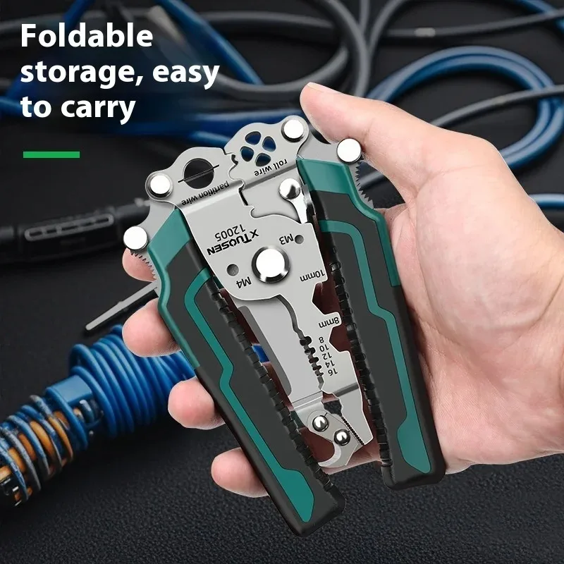 Multi functional foldable electrician specific wire cutting pliers wiring and pulling pliers wire splitting and pressing plier wire cutting pliers