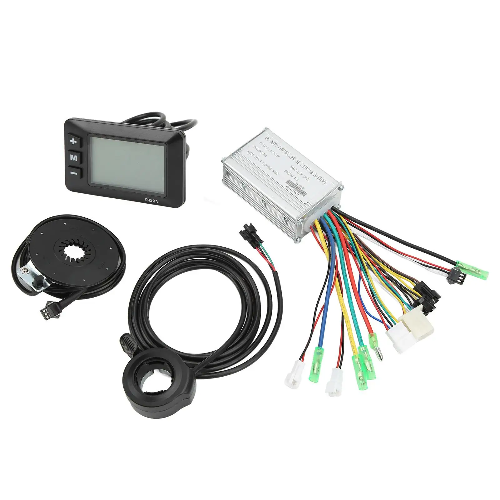 전기 자전거 변환 키트, LCD-GD01 패널 및 썸 스로틀 메탈 하우징 포함, 350W 모터용