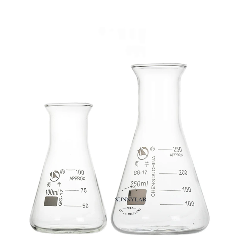 50ml to 2000ml Glass Erlenmeyer Flask Triangle/conical Flask bottle with trumpet Mouth 1Pcs/Lot for lab experiments lab glass supplies lab volumetric flask