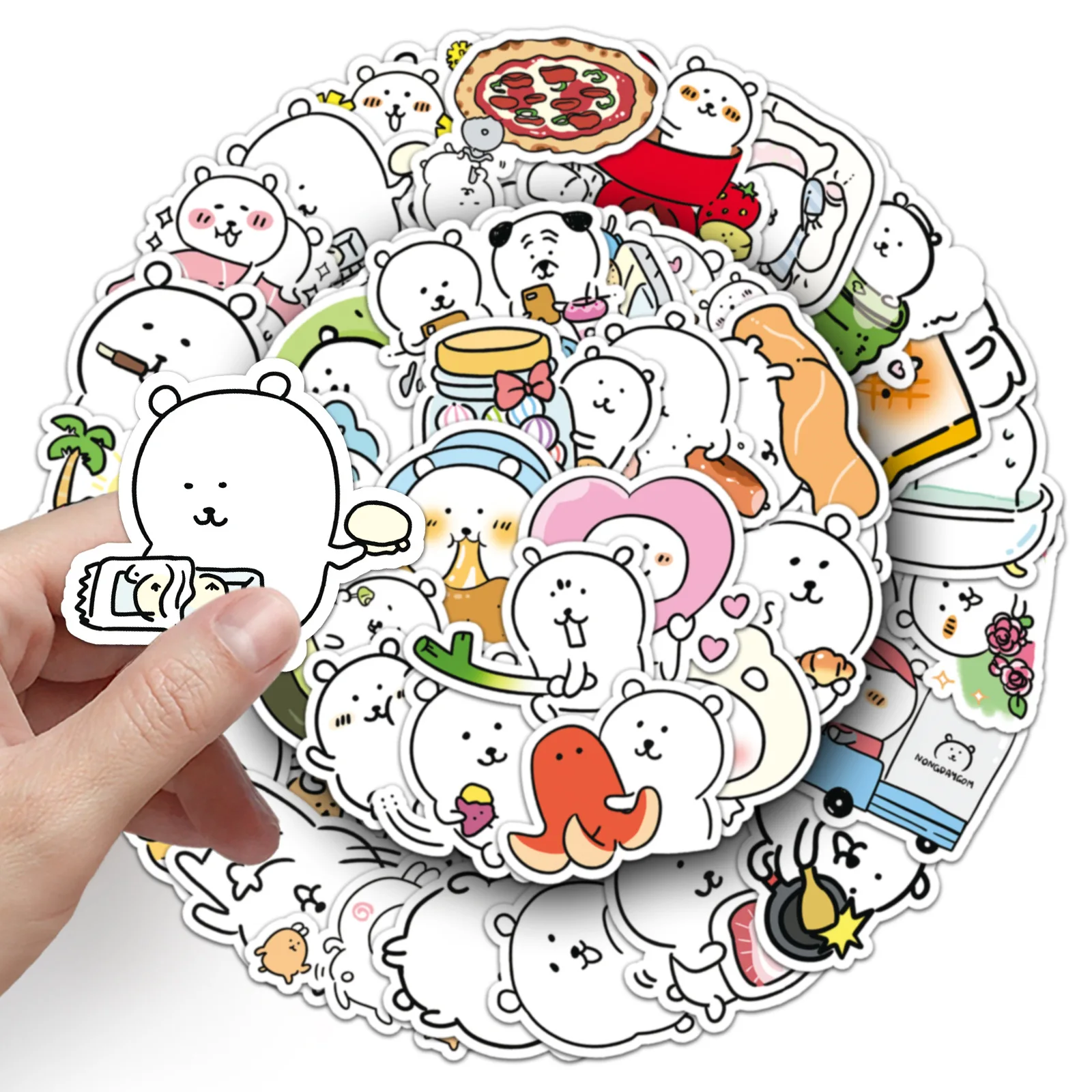 50PCS 농담 곰 스티커 MOGUMOGU 낙서 스티커 DIY 일기 전화 케이스 수제 스크랩북 미적 스티커
