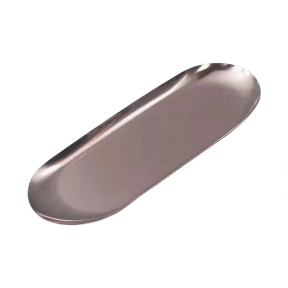 Nordic Style Candle Tray Oval Metal Tray for Home Decoration and Jewelry Stainless Steel Black/Bronze/Rose Gold 18cm/23cm 4