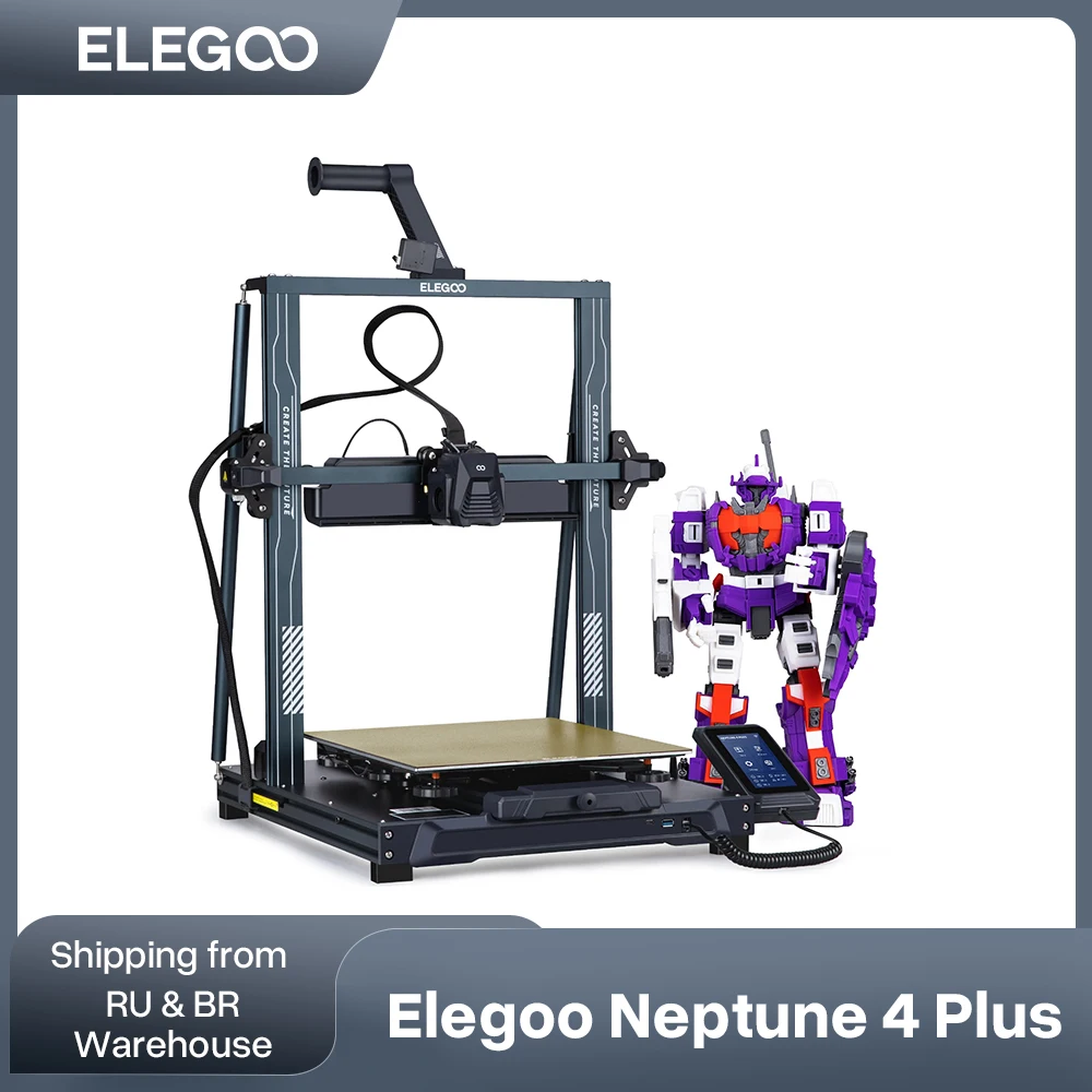 3D-принтер ELEGOO Нептун 4 PLUS FDM, скорость печати до 500 мм/с, с Klipper, большой объем сборки x мм 3D-принтер ELEGOO Нептун 4 PLUS FDM, скорость печати до 500 мм/с, с Klipper, большой объем сборки x мм