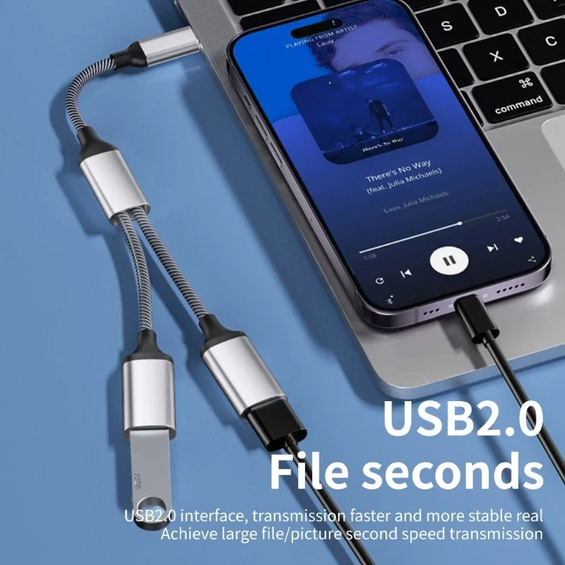 멀티포트 USB 분배기 케이블, USB 전원 어댑터 충전/데이터 전송용 1수 2암수 480Mbps 속도 코드