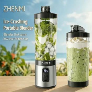 ZHENMI Personal Portable Blender with Digital Auto-Countdown Display, 20oz Leakproof Travel Cup with Guarded 6-Blade for Ice Cru 1