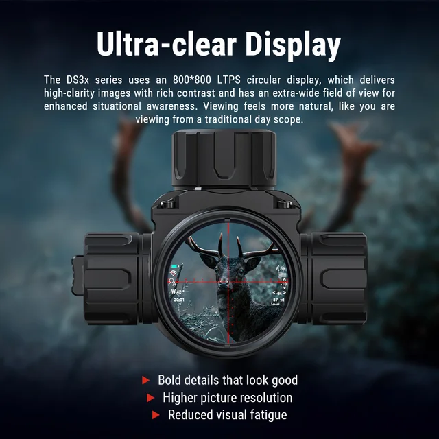 PARD DS35 LRF Night Vision Scope Hunting Rangefinder Optics Long Eye-relief Display System 2560*1440 Resolution With IR 350m New 5