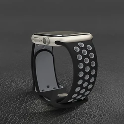 Breathable Silicone Watch Strap - Premium Comfort and Style Bracelet - S10 - 42mm 38 40 41mm (Black - gray)