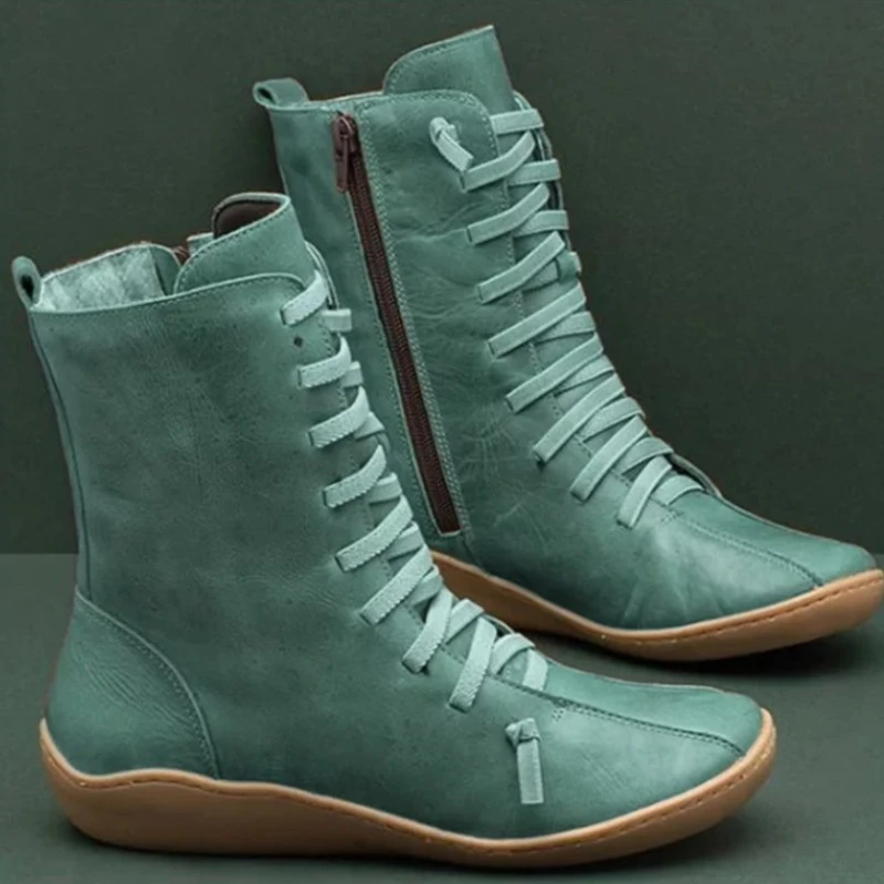 

Autumn Winter Women Natural Leather Casual Mid-Calf Boots Comfortable 2023 New Quality Soft Handmade Flat Shoes Black Work Boots
