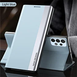 Premium Magnetic Flip Leather Phone Case with Stand Feature - Galaxy S21 Ultra (Light Blue)