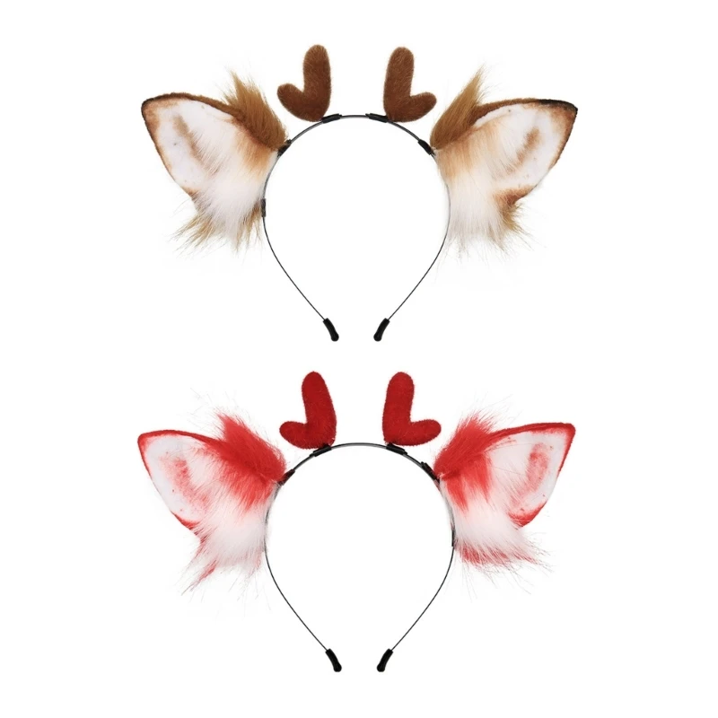 Adult Teens Cute Christmas Elk Ears Shape Headband Plush Hair Hoop Makeup Live Broadcast Cosplay Party Headpieces crossrc emo x3 rc car 1 8 electric rescue car climbing car off road vehicle rtr tough chassis adult boys toys christmas gift