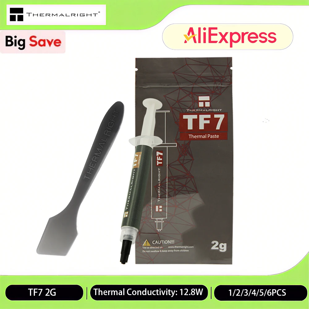 Thermalright TF7 12.8 W/Mk 1/2/3/4/5/6PCS Pasta termoprzewodząca 2 g, wysokowydajna pasta do radiatorów chłodzących procesory, karty graficzne i GPU