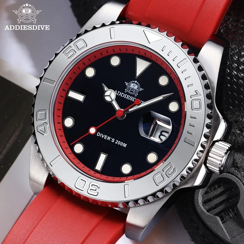 ADDIESDIVE AD2040 Man Rubber Quartz Watch Super Luminous Calendar Display 200m Waterproof  Diving Watches 41mm AD2040 Wristwatch