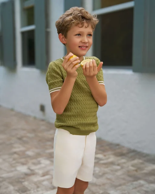 AS  SS25 summer Smocking dress Beige Floral & Cableknit collection for girls boys familly match clothes 2