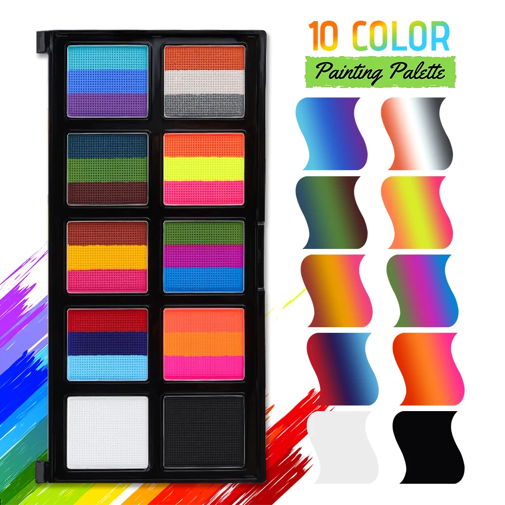 Description Picture 4 of itemBody Face Painting Kit for Kids Adults,10 Color Face Makeup Palette with Brush,Halloween Carnival Artist Cosplay Art Party