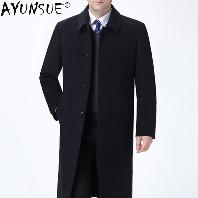 Winter Cashmere Coat Men's Clothes Men Over-the-knee Long Wool Windbreaker High-end Thick Top Trench Coat Abrigo - Wool & - AliExpress