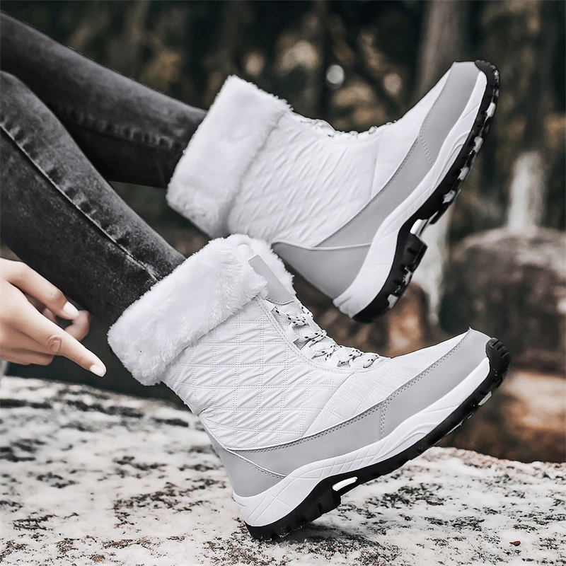 Snow Boots with High Sleeves Waterproof and Anti Slip and Plush Women's Shoes for Free Shipping Very Warm Women's Winter Boots