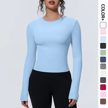 Woman's Yoga Long Sleeved Gym Sports Running Top Slim Breathable Soild Color Fitness Top Running Shirts Gym Top Yoga Sport Top 1