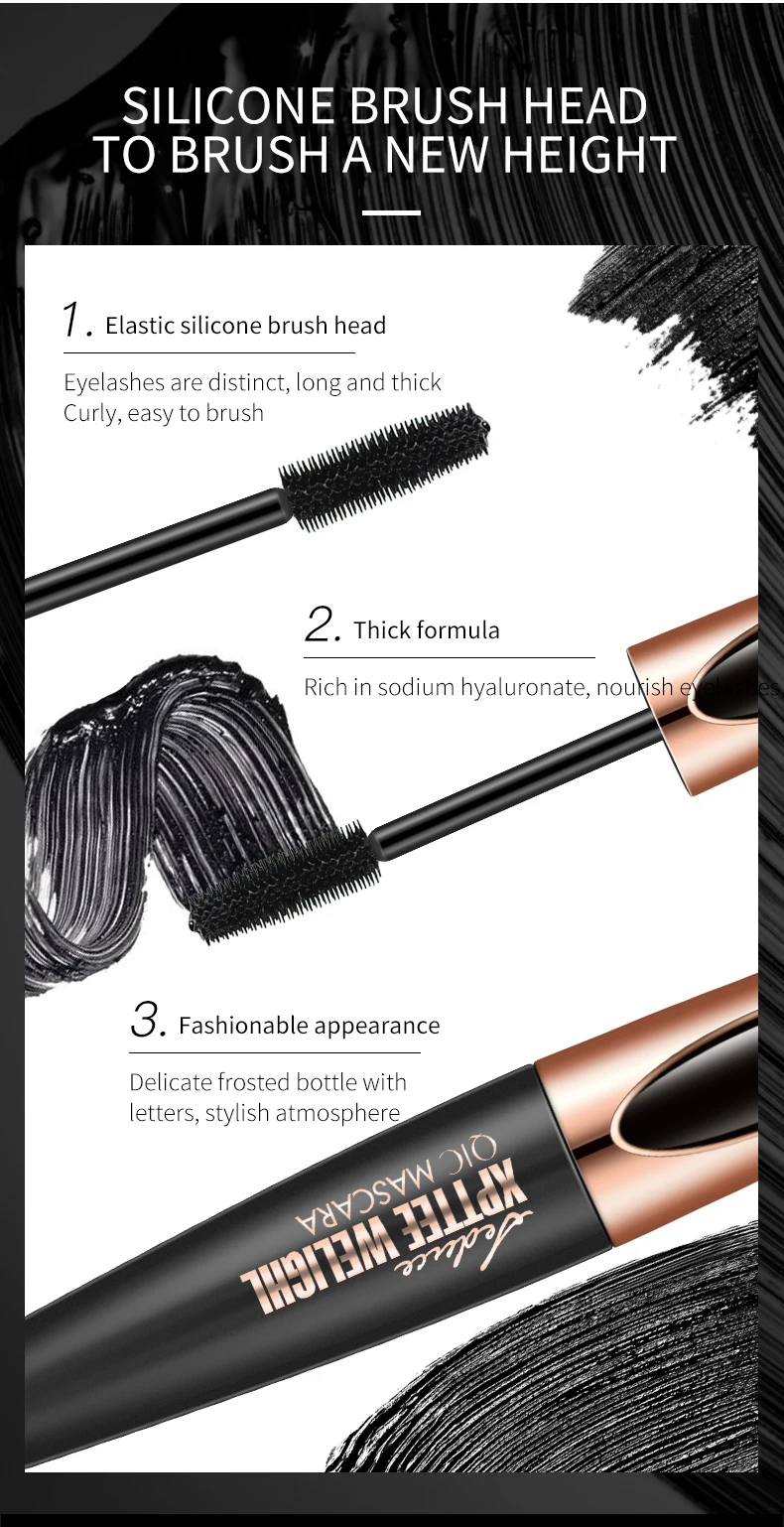 4D Mascara Lengthening Waterproof Eyelashes Eye Mascara Black Volume With Silk Fibers Brush Eyelash Makeup Tool Cosmetics