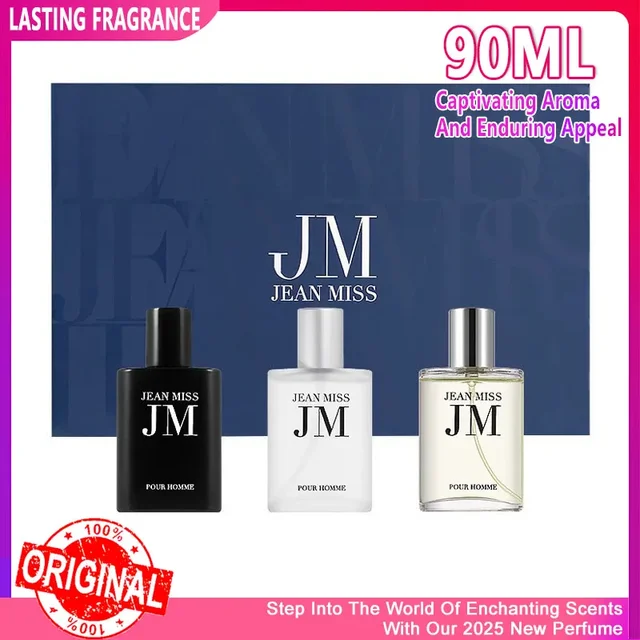 Original 90 ml Herren Parfüm Geschenkbox 3-teiliges Set Faszination Mann Kölnischwasser Duft Anhaltender Woody Blumenduft Eau de Parfums Homme
