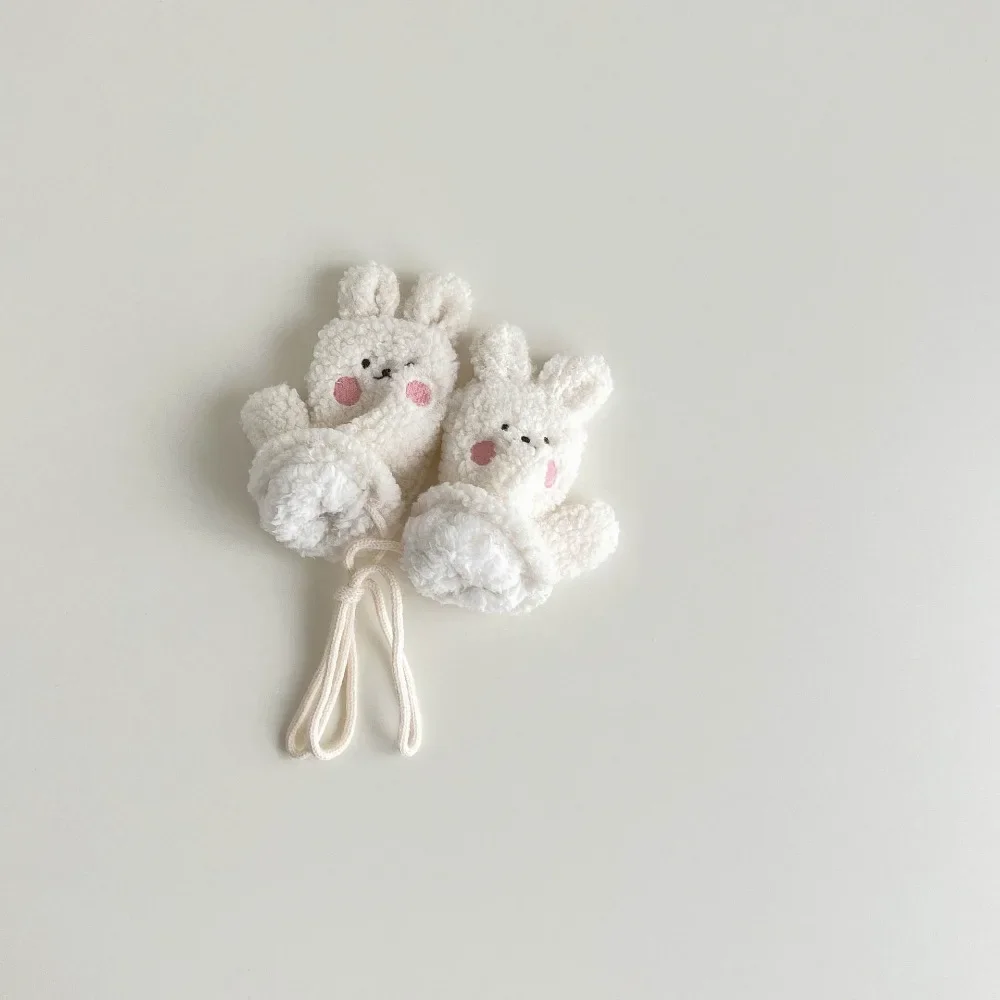 Baby Winter Scarf Gloves Set 1/2 PCS Lamb Wool Kids Scarves Mittens Suit for Girls Boys Bear Bunny Children Gloves Neck Warmer