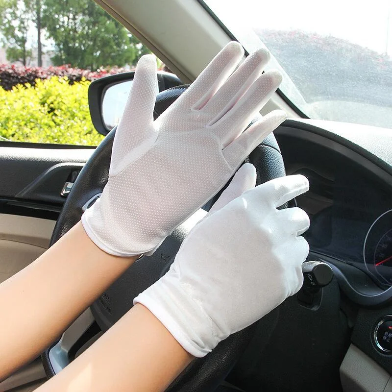 4PCS No Slip White Cotton Gloves Men Costume Stitched Uniform Gloves for Parade Honor Police Inspection Server Funeral Wedding