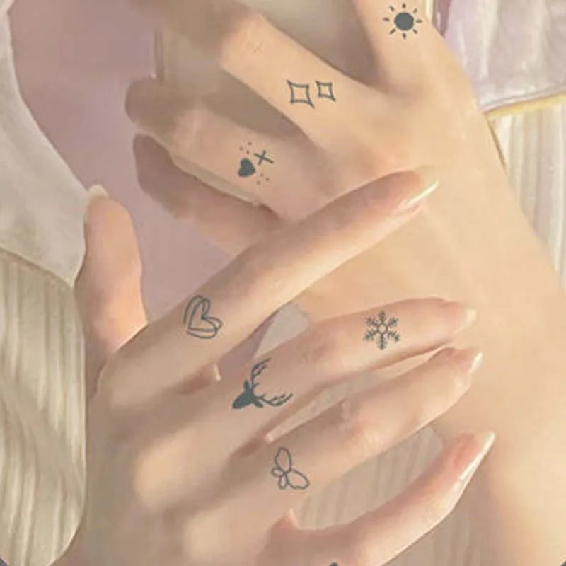 6pcs Small Finger Design Waterproof Temporary Tattoo, Long-Lasting, Realistic Fake Tattoo for Men and Women 3