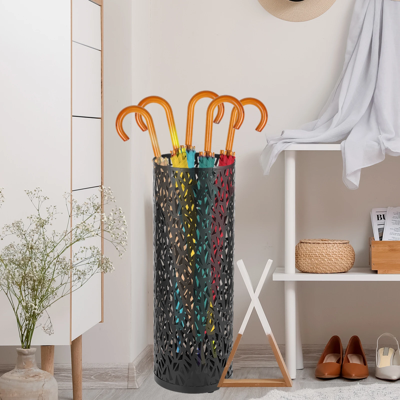 Umbrella Holder Umbrella Stand Rack Free Standing Round Metal Holder Walking Sticks Waterproof Storage