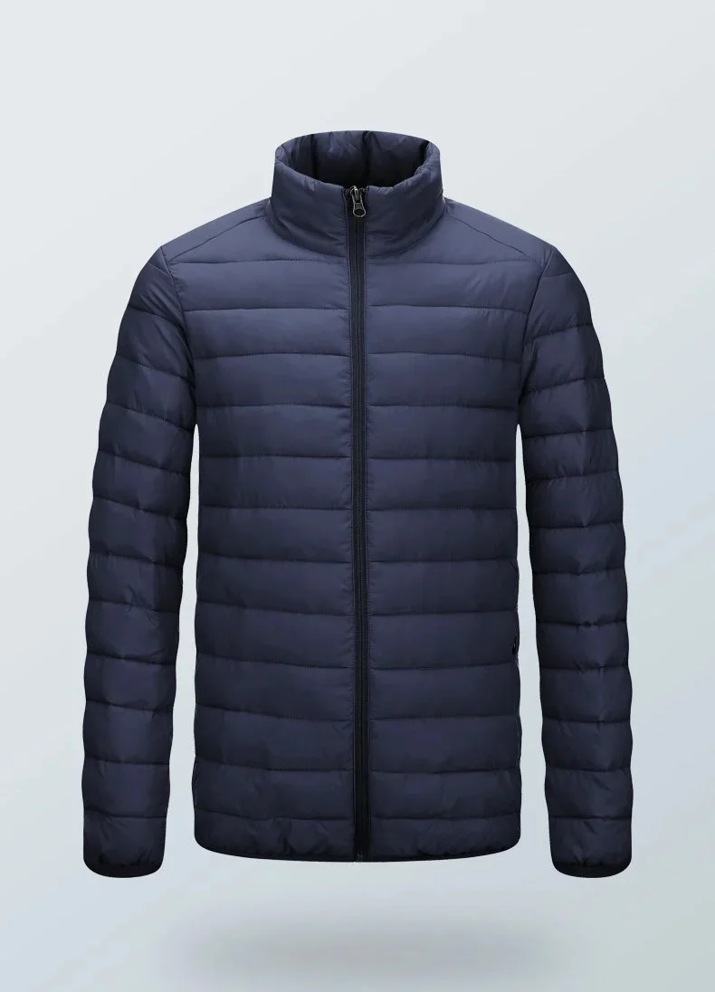 Description Picture 3 of itemStand Collar Lightweight Puffer Jackets Mens Quilted Jacket Water Resistant Ripstop Down Insulated Warm Windbreaker Parka Coats