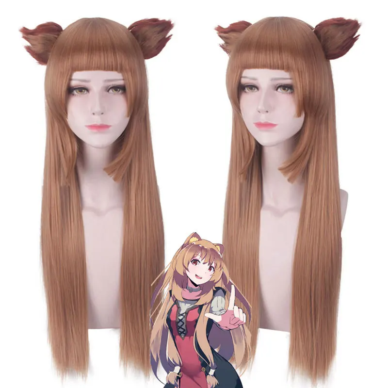 

Tate no Yuusha no Nariagari Raphtalia Cosplay Wig with EARS Straight Brown Wig The Rising of the Shield Hero Cosplay Wig