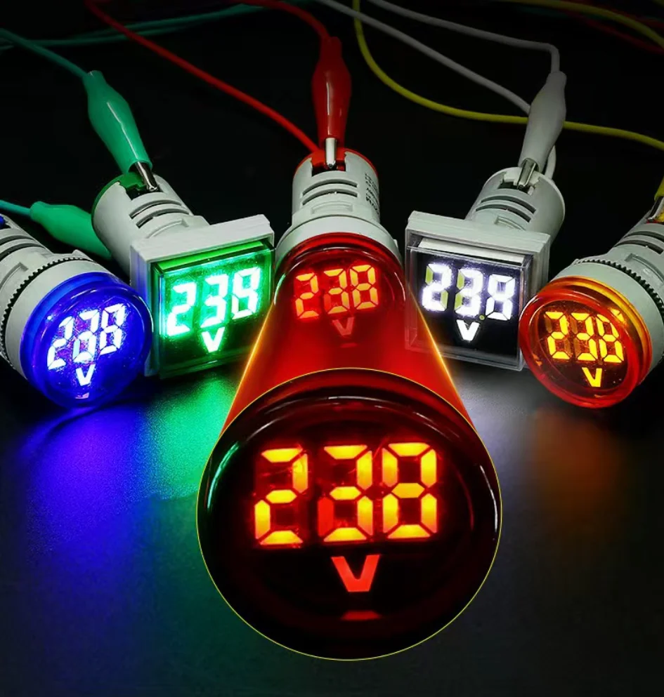 미니 LED 디지털 디스플레이 전압계 교류 60V-500V 디지털 디스플레이 표시기 조리개 22mm 신호 램프