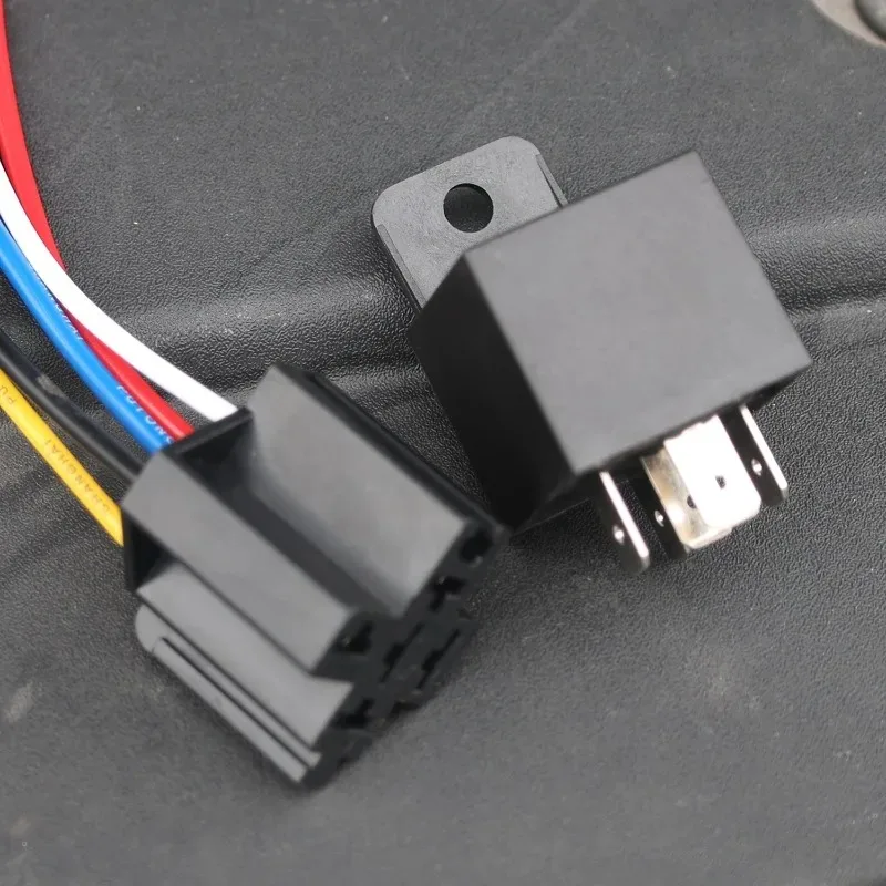Automotive Relay 12V/24V 5Pin 40A Car Relay with Black Red Copper Terminal Auto Relay Socket SPDT Harness Cable JD1914
