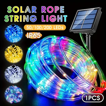 12m Solar Rope Lights Outdoor Fairy String Lights 8 Modes Decorative Lighting Trail Patio Pool Garden Party Christmas Decoration