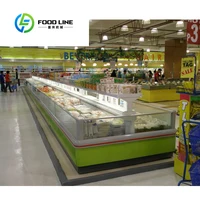 Supermarché horizontal commercial porte supérieure en verre coffre aliments surgelés grande île profonde affichage crème glacée réfrigérateur réfrigérateur congélateur 6