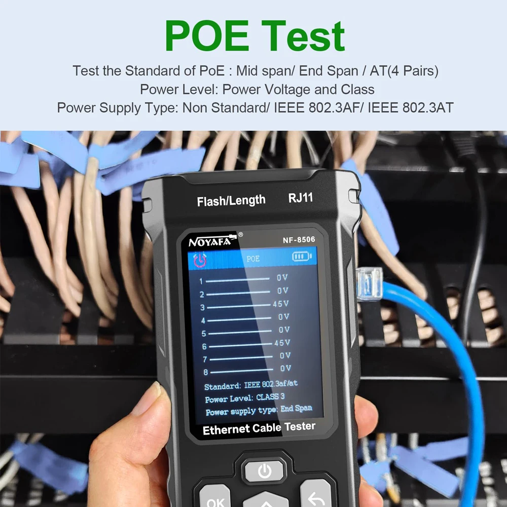 Noyafa Networt Cable Tester with Ping/Poe NF-8506 LCD Display Cable Tracker Measure Length Wiremap Tester Networt Tools