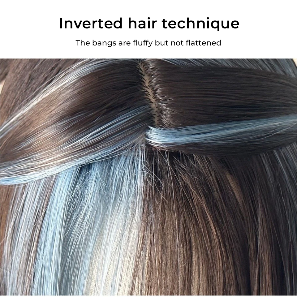 Synthetic Multicolor Curly Wig with Bangs for Women