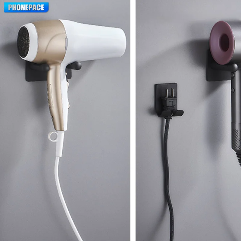 Wall-mounted hair dryer organizer waterproof space-saving for bathroom