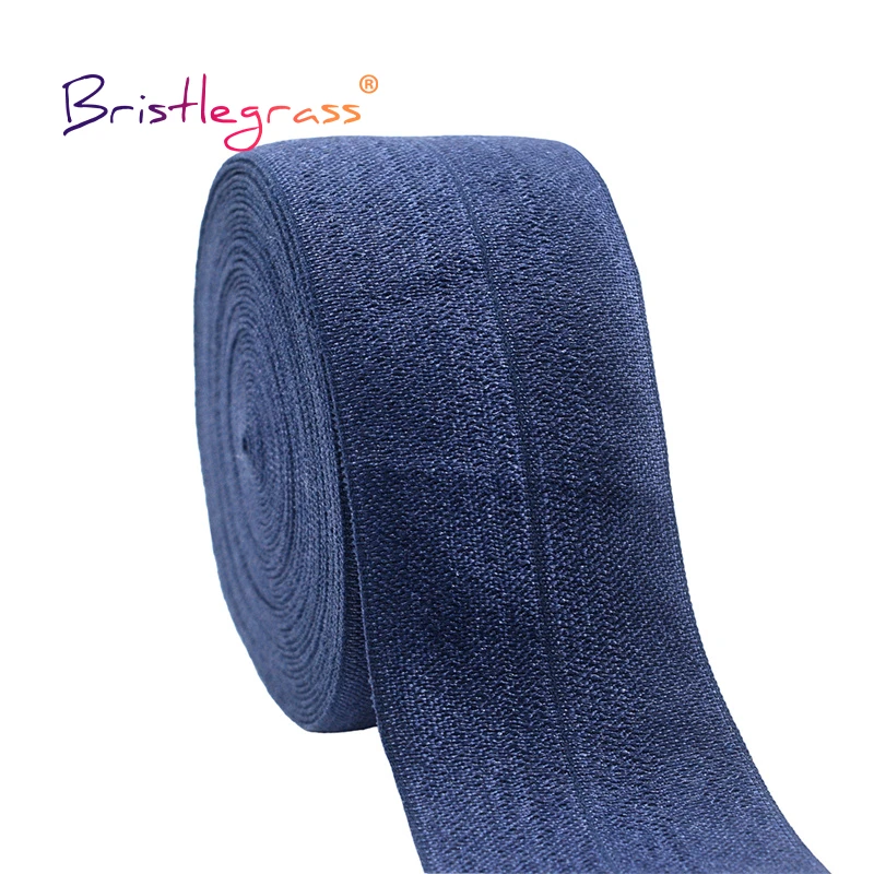 BRISTLEGRASS 50 100 Hof 1-1/2 "40mm Solide Shiny Falte Über Gummi FOE Spandex Satin Band Gurtband band Stoff Kleid Nähen Trim – Detail 26