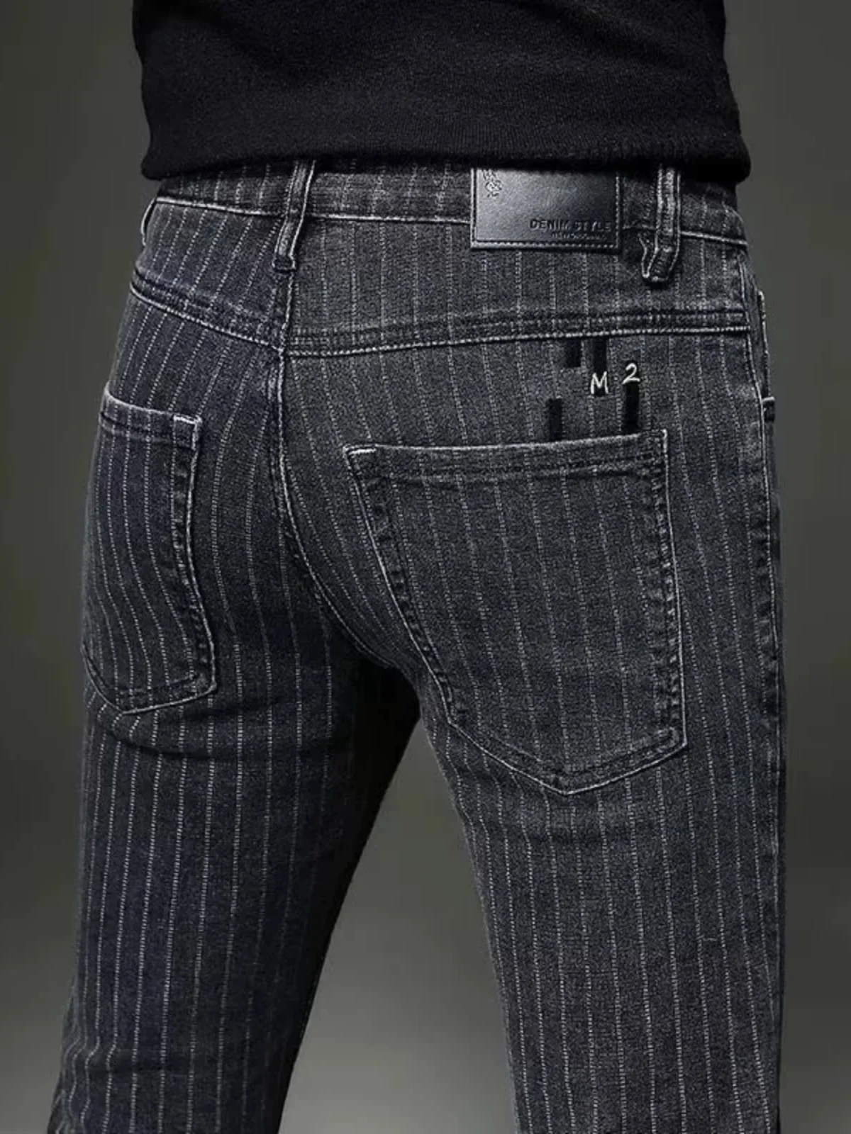 High-End Casual Slim Fit Men's Denim Jeans Korean Sle Stripe Trendy Comfortable Long Trousers Autumn Winter New Arrival