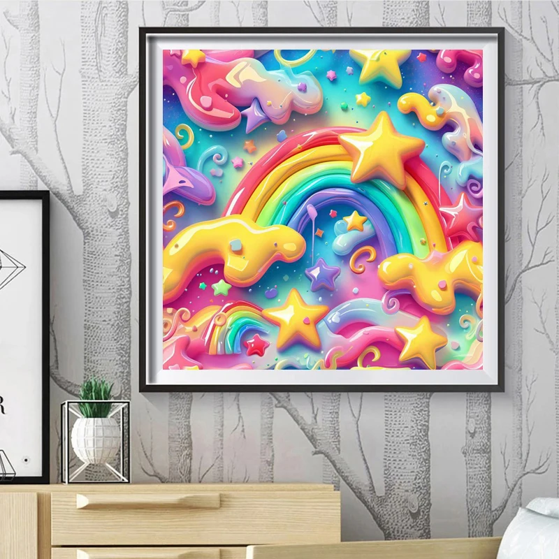 Fairy Dust Drill Diamond Painting Cartoon Castle Full Crystal Mosaic Art Candy Lollipop Rhinestone Pictures Home Decor Gift