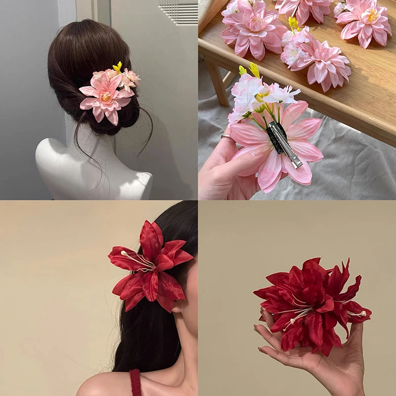 Mode Lilie Blume Haar Clip Kunststoff Blume Haar Klaue Für Frauen Mädchen Süße Vielseitige Shark Clip Exquisite Haar Zubehör – Detail 11