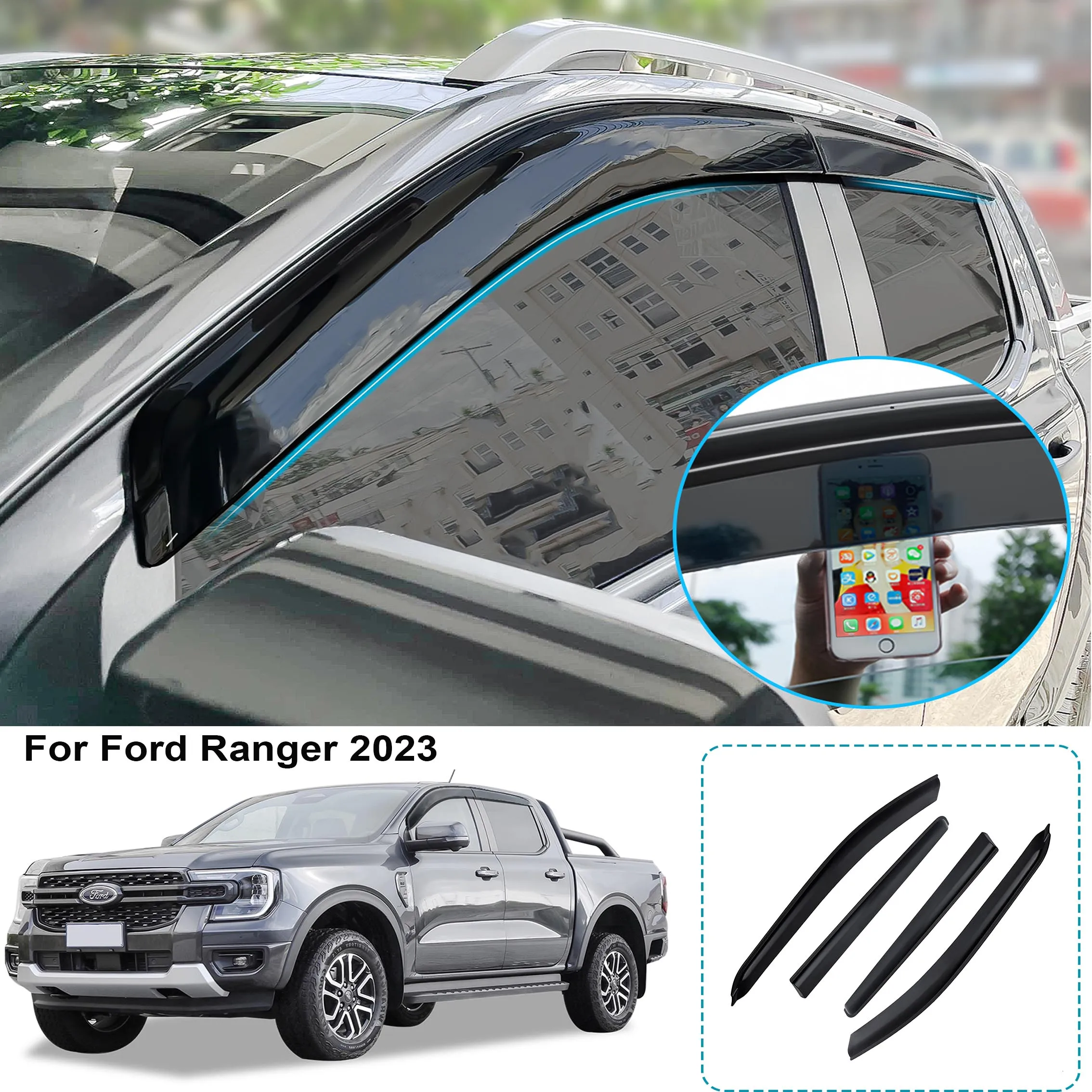 Weather Shield Deflettore Del Vento Per Ford Ranger T9 2023 Wildtrak Sport Xlt Xls Xl Plus-Xlt Doubel Cabin Next Gen Accessori