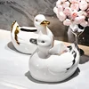 Duck Ceramic Tissue Box Animal Ornaments Paper Box Napkin Boxes Tissue Organizer Paper Towel Holders Tissue Storage Boxes Craft 1