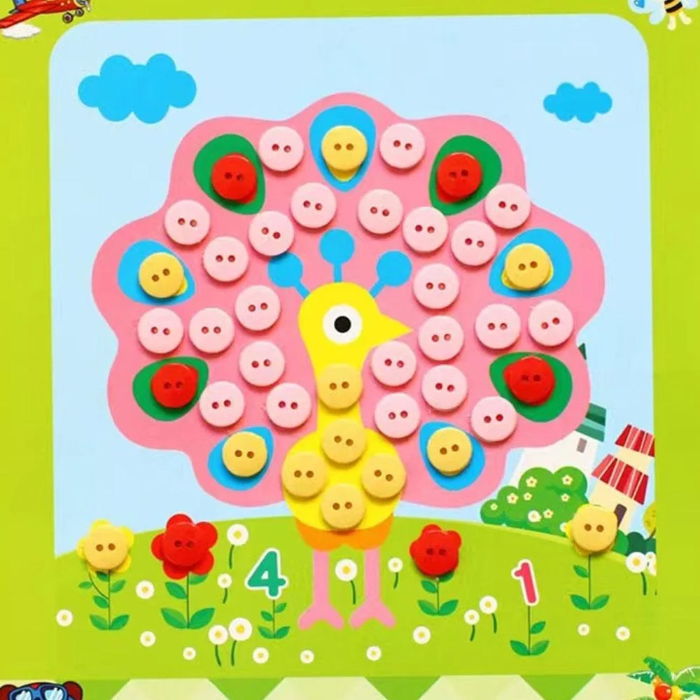 JJYY 200Pcs 2 Hole Round 9mm Randomly Mixed Plastic Two-hole Buttons for DIY Scrapbooking Cartoon Buttons, Suitable for Clothing 4