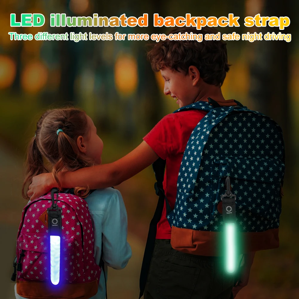 4Pcs LED 깜박이는 빛 반사 펜던트 3 가지 모드 야간 달리기를위한 빛나는 반사 라이트 스트립 안전 반사판 펜던트
