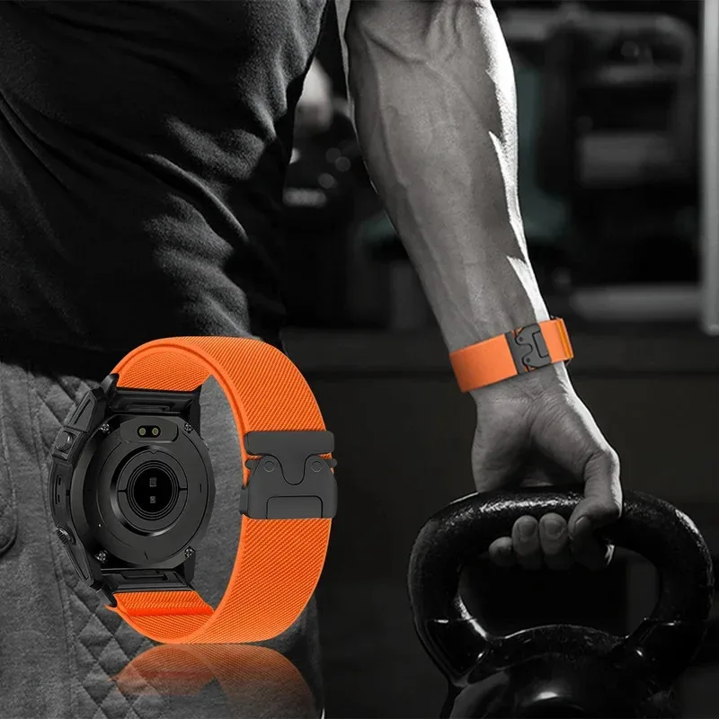 BUSKOZ Quick Release Elastic Woven Fitness Watch Strap - Breathable & Sweatproof with Metal Buckle