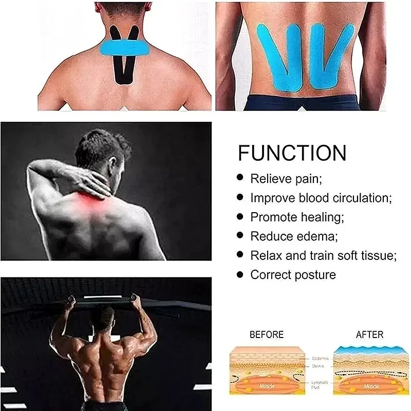 10cm*5m Kinesiology Sports Tape Waterproof Elastic Cotton Tapes Muscle Support Recovery Care Physio 4 Inch * 16.5 Feet sports tape kinesiology tape
