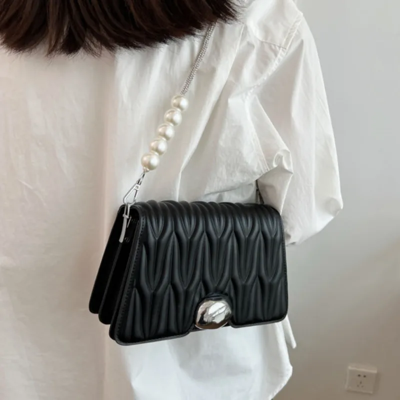 Fashion Bags Women 2022 Designer Light Luxury Small Bag Versatile Pearl Chain Messenger Bag Small Crowd High Sense Shoulder Bag