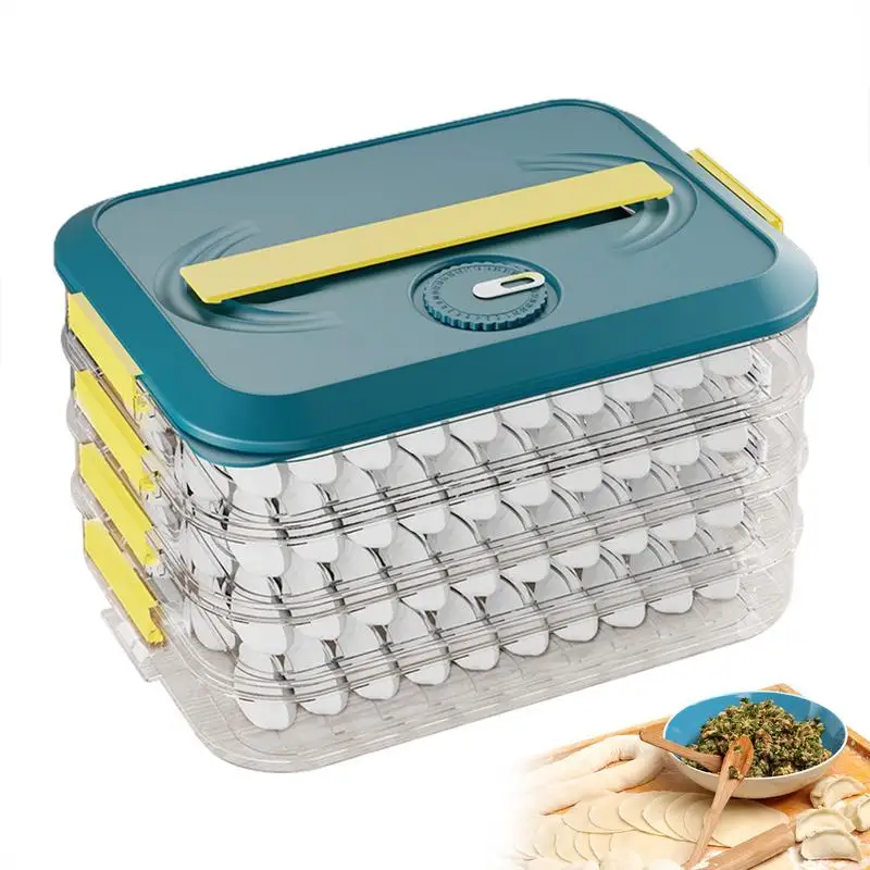 

Dumpling Box 4 Layers Freezer Safe Stackable Snack Container Cookie Storage Containers With Date Timer For Kitchen Fridge