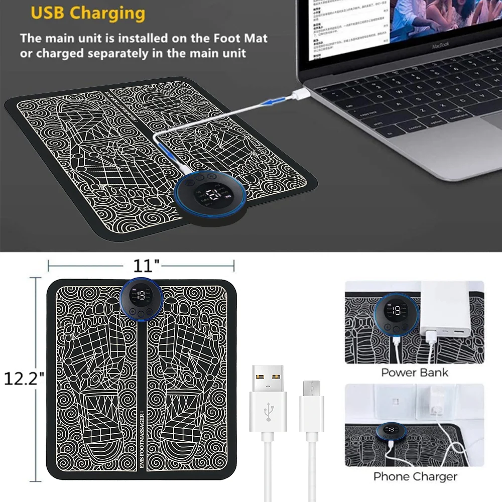 Electric Foot Massager Pad Neck Massage Set Portable Home Fatigue Relief Muscle Vibration Massage Pad Back Neck Massager