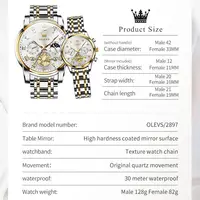 OLEVS Quartz Couple montre marque de luxe étanche Phase lunaire Code de synchronisation montre élégant et romantique amoureux son Couple montre 6