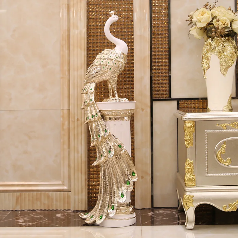 

Peacock Statue Ornament Nordic Light Luxury Crafts TV Cabinet Porch Large Floor Decor Home Decoration Accessories Figurine Gifts